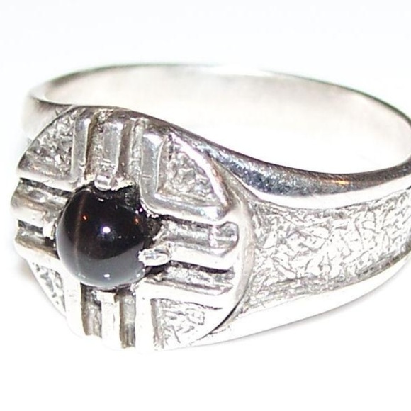 MEDICINE WHEEL Ring .925 Sterling Silver w/ genuine Star Diopside made in USA - Picture 5 of 14